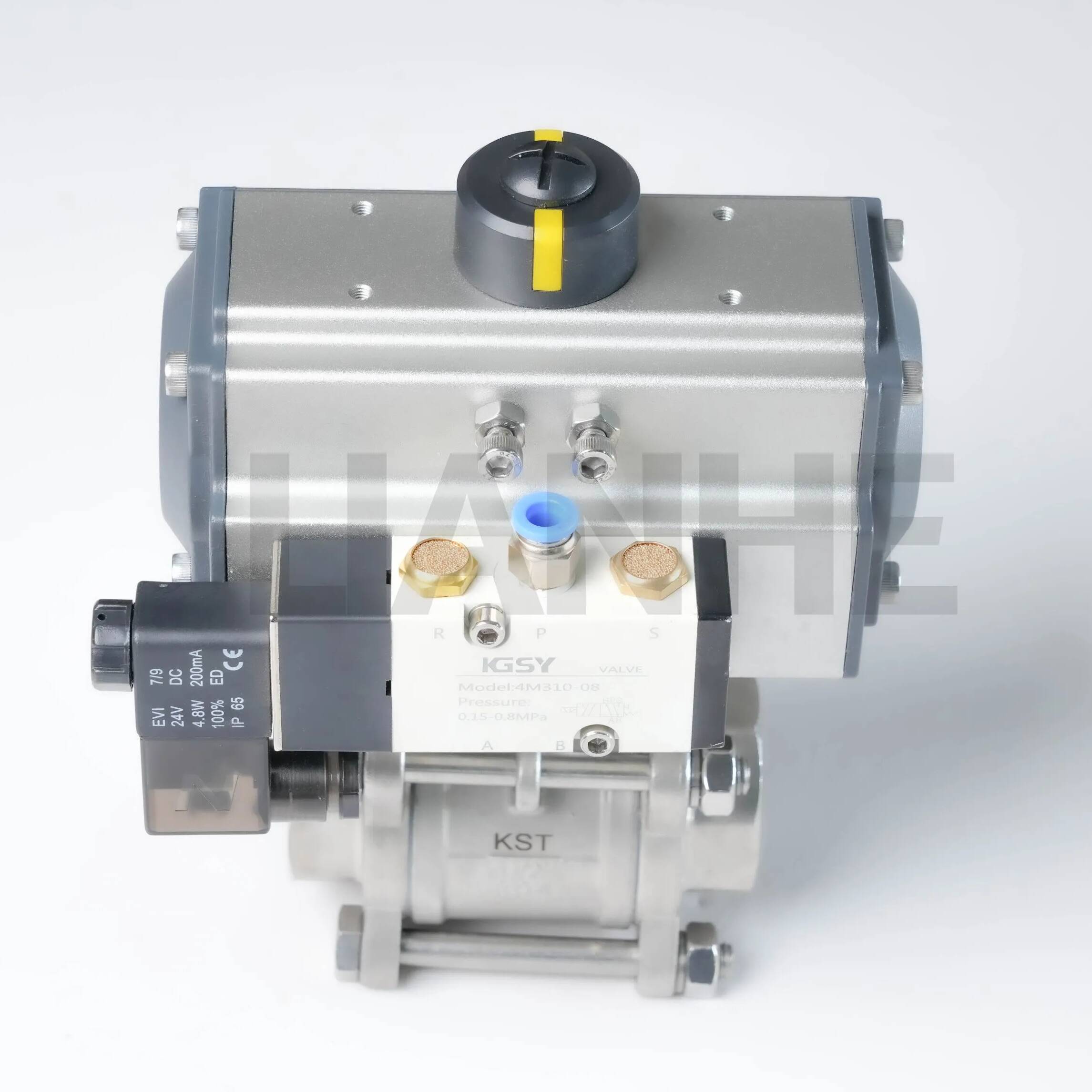 Elektrisch betätigter dreiteiliger Kugelhahn mit Gewinde für automatisierte Systeme